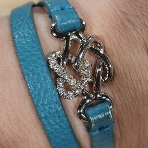 Lia Sophia Turquoise Leather Bracelet with Silver Clasp